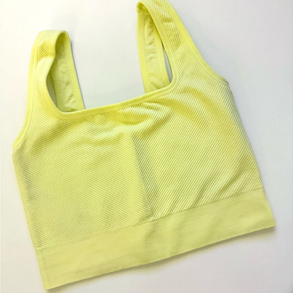 💛💫 All in Motion Yellow Ribbed Sports Bra/Crop Top Tank